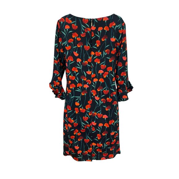 Karl Lagerfeld Paris Black & Red Floral Print 3/4 Sleeve Shift Dress Womens Size - Picture 4 of 10
